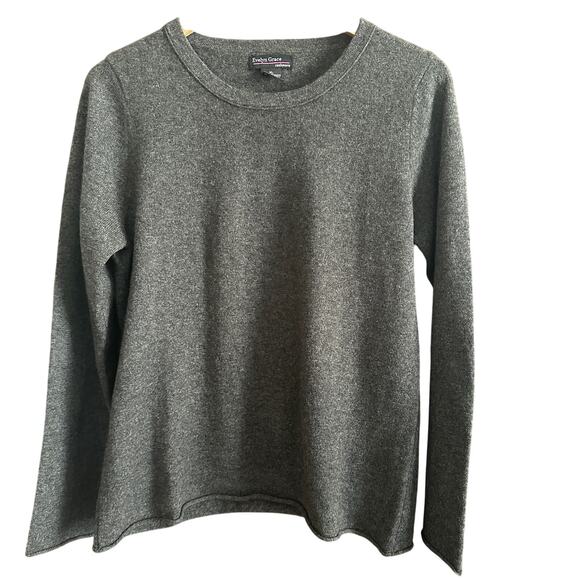 EVELYN GRACE | Dark Gray 100% Cashmere Crew Neck Sweater | Size Extra Large - Picture 1 of 5